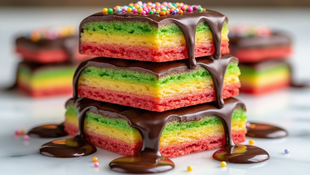 chocolate coated rainbow cookies