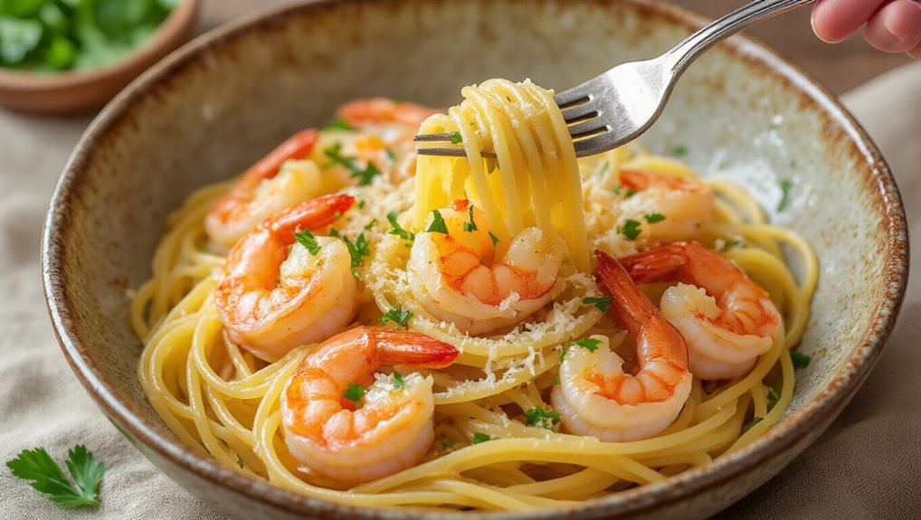 combine pasta with sauce