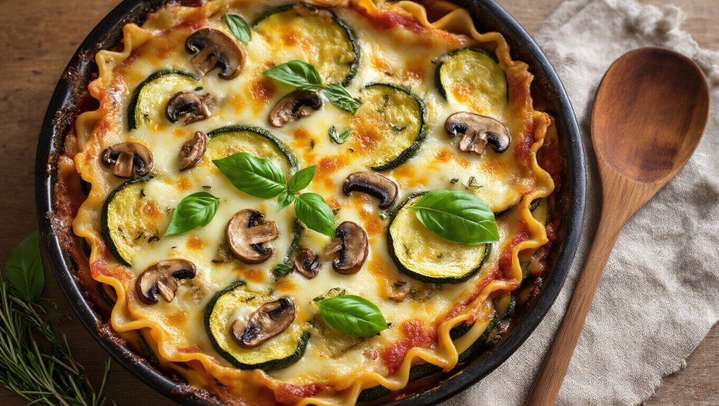 hearty mushroom zucchini lasagna