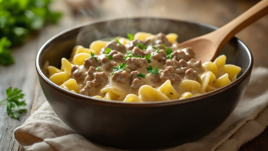 one pot creamy beef stroganoff