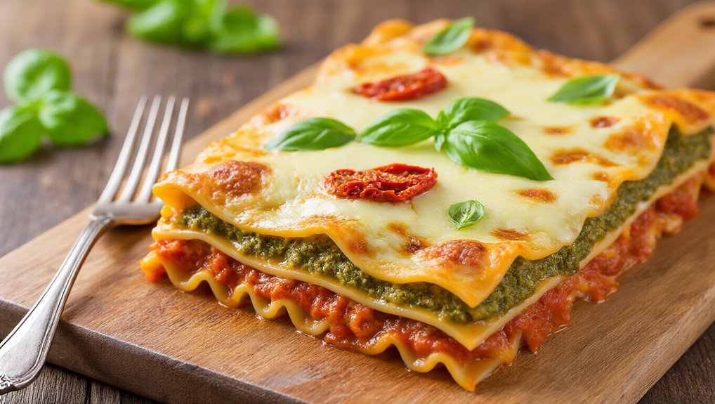 pesto tomatoes cheese layers