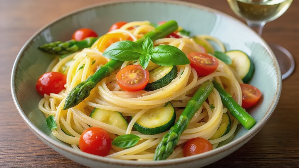 seasonal vegetable pasta dish