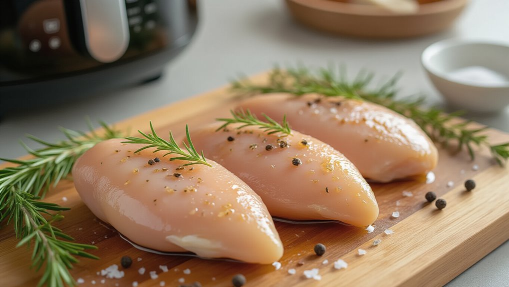 selecting fresh chicken breasts