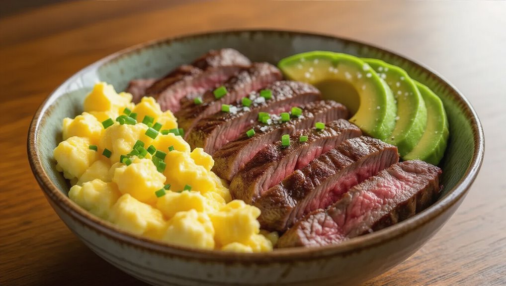 steak and eggs breakfast bowl