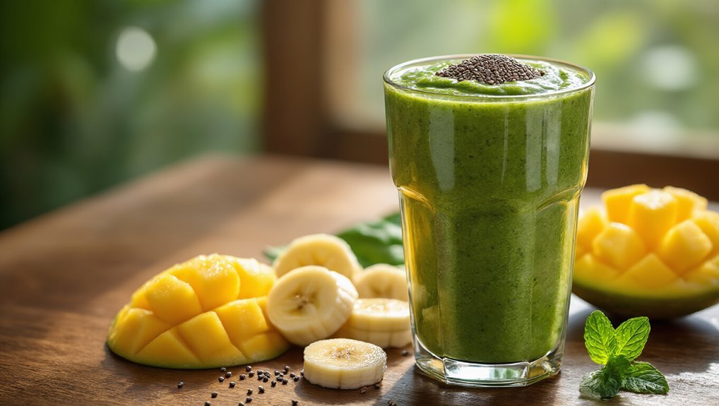 tropical green protein smoothie