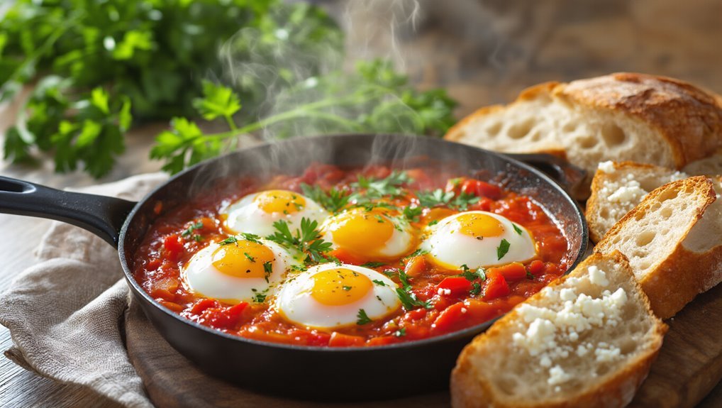 vibrant poached egg dish