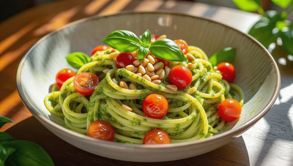 pesto pasta with tomatoes