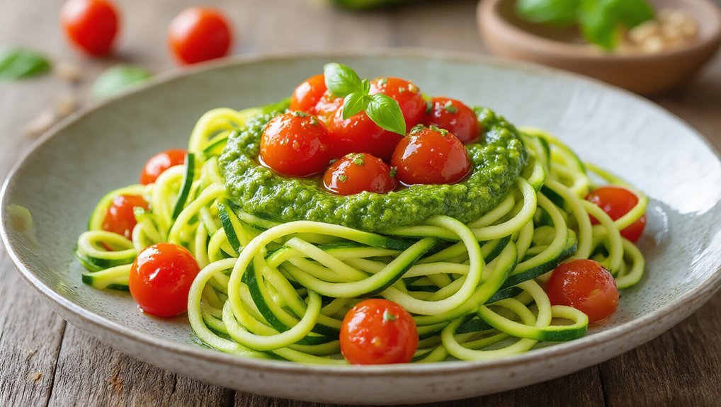 zucchini noodles with pesto