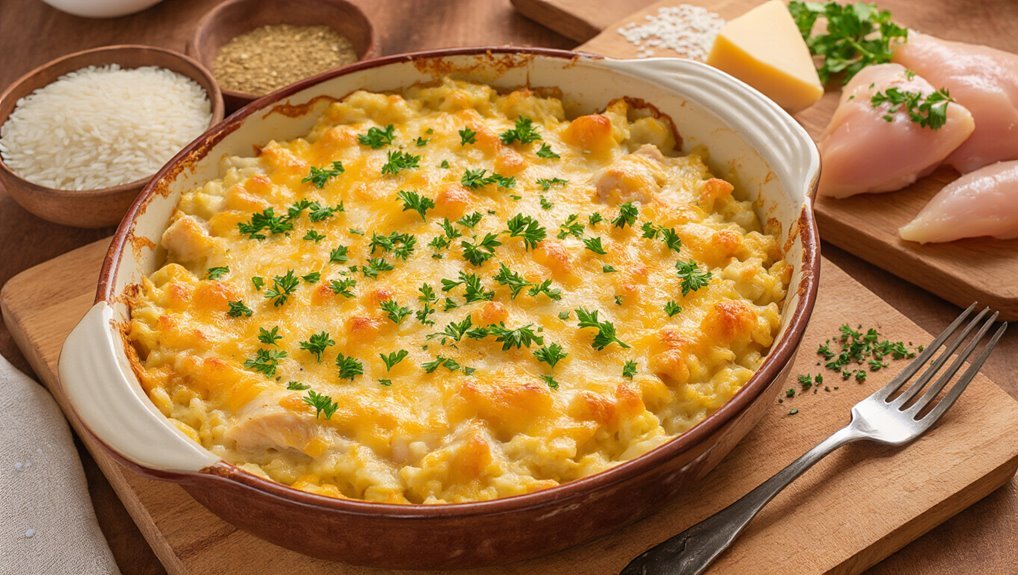 cheesy chicken rice casserole