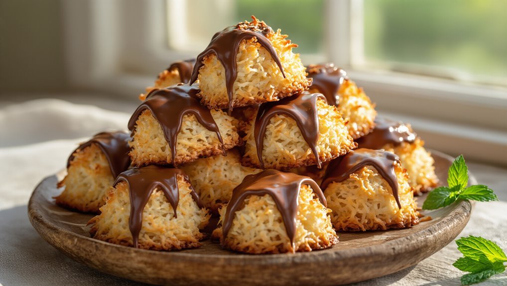 chewy coconut chocolate macaroons