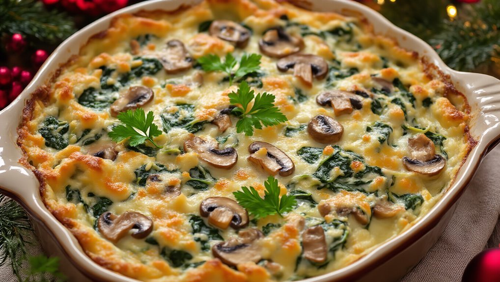 creamy mushroom spinach casserole