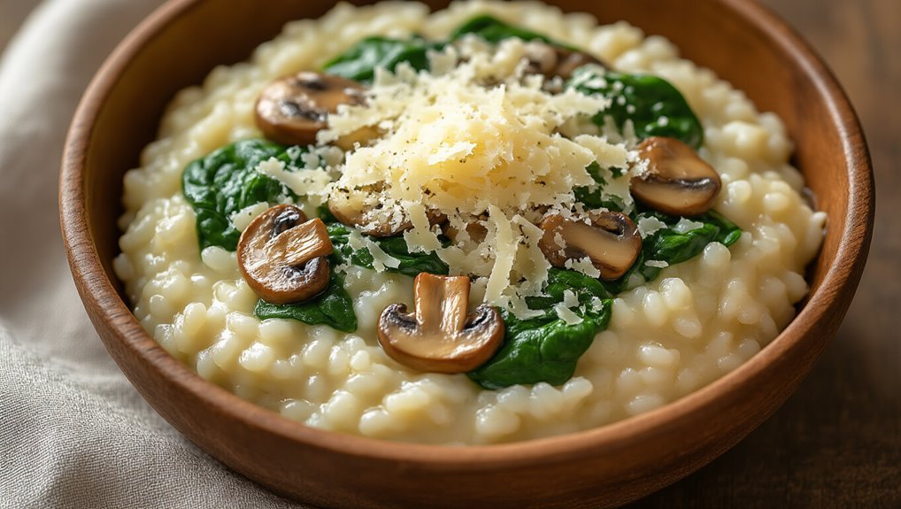 creamy mushroom spinach risotto