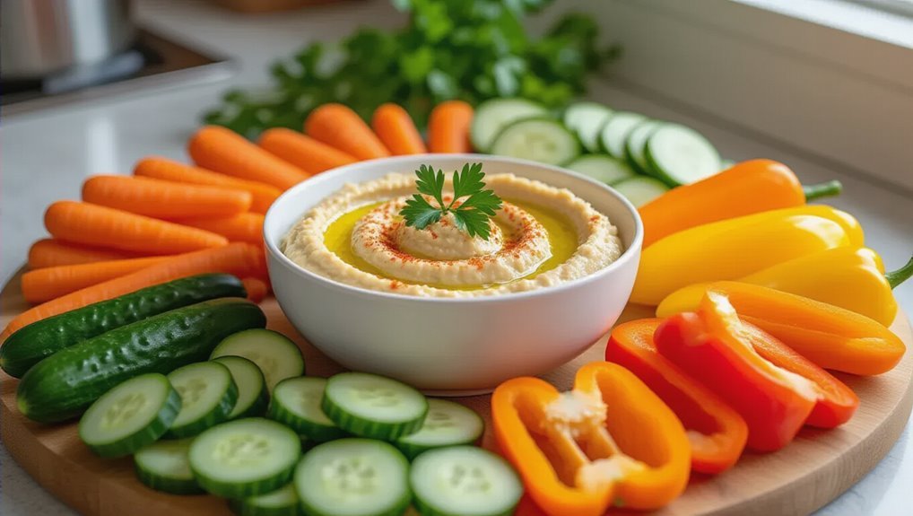 hummus with crunchy veggies