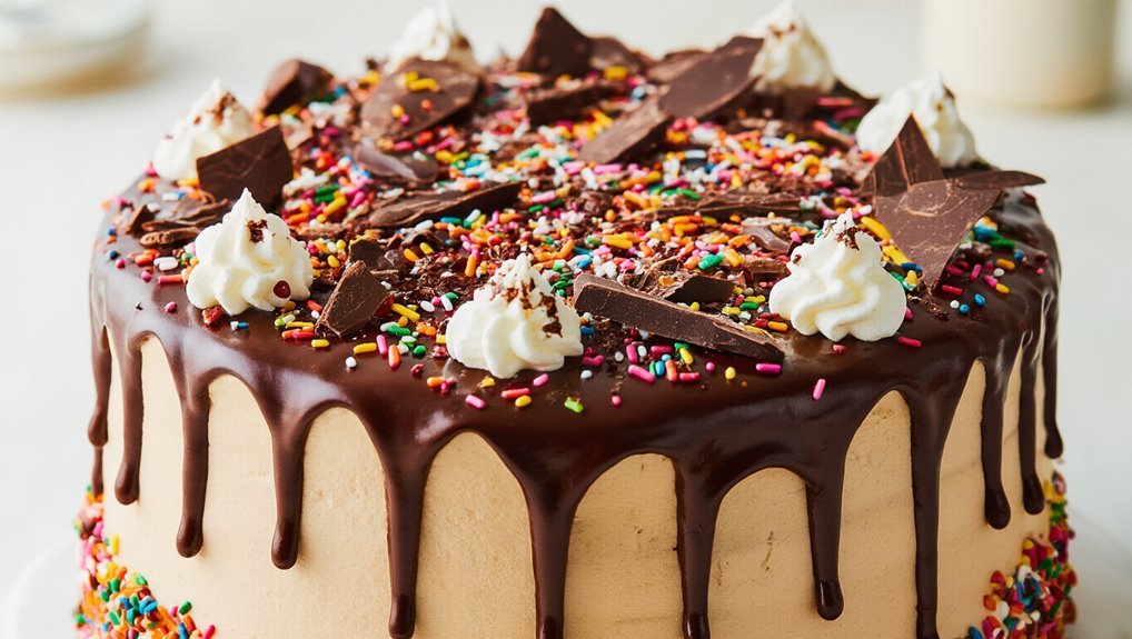 chocolate cake with toppings