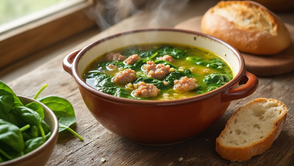 hearty sausage spinach soup