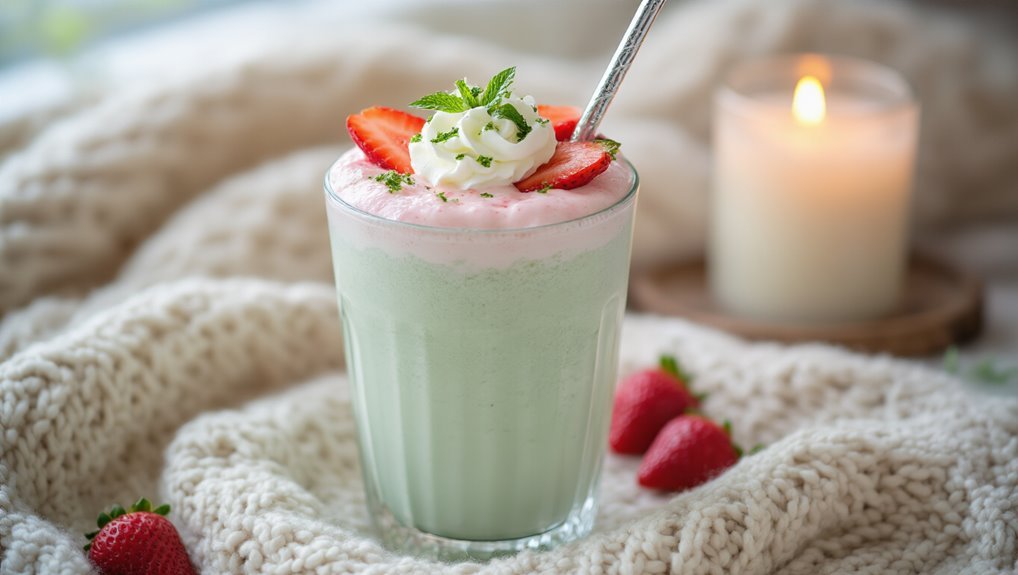 refreshing strawberry mint shake