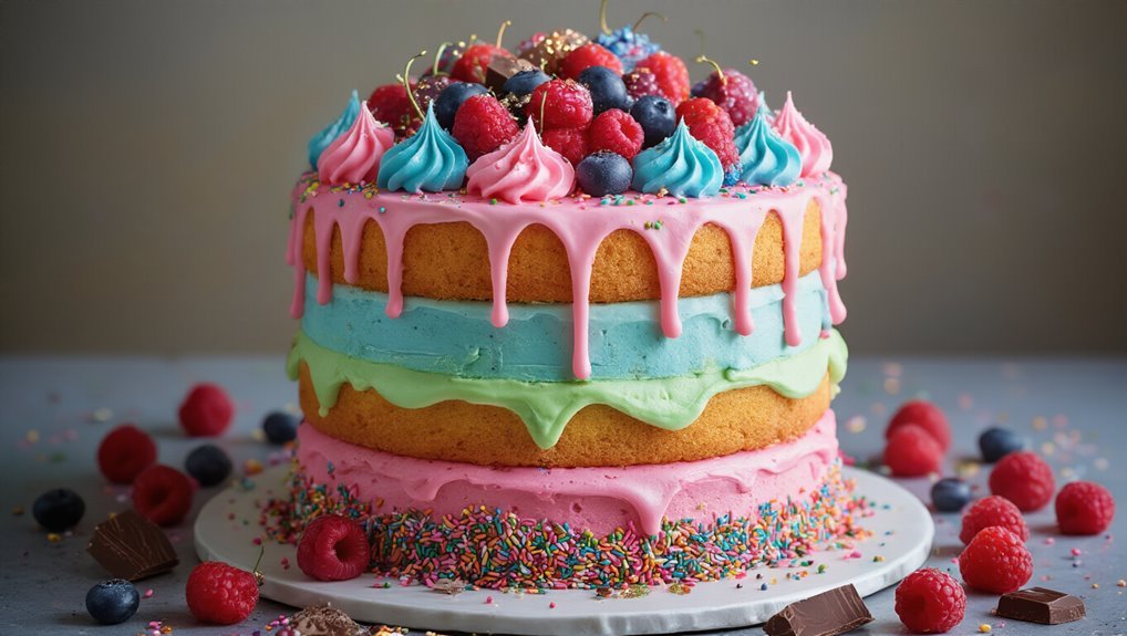 whimsical colorful frosting cake
