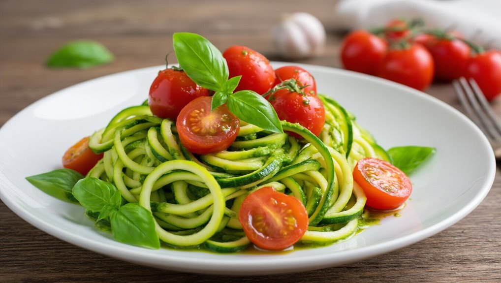 zucchini noodles with pesto