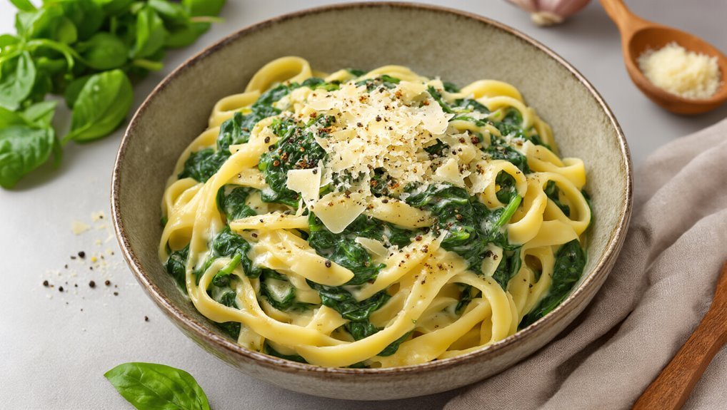 creamy garlic spinach pasta