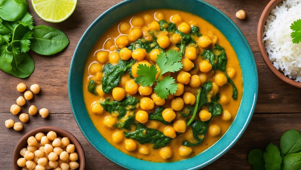 quick chickpea spinach curry